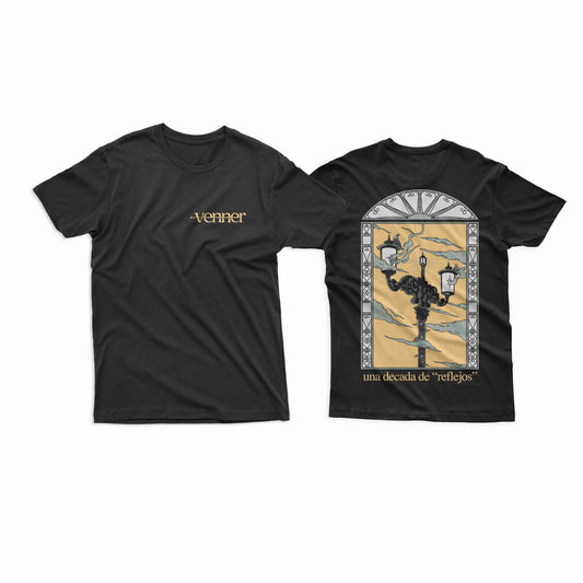 PLAYERA 10 AÑOS DE REFLEJOS NEGRA
